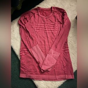 lululemon athletica Burgundy Striped Long Sleeve Top